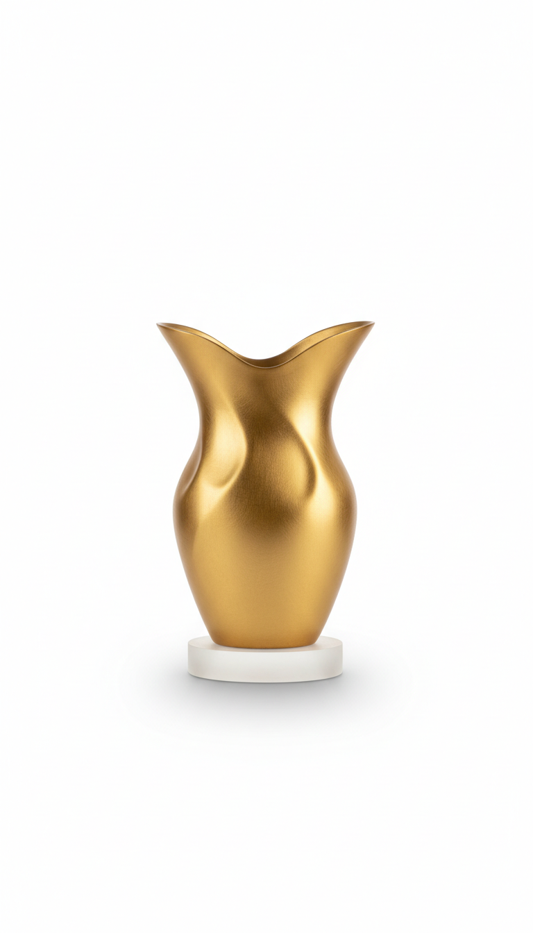 Golden brushed metal decorative vase