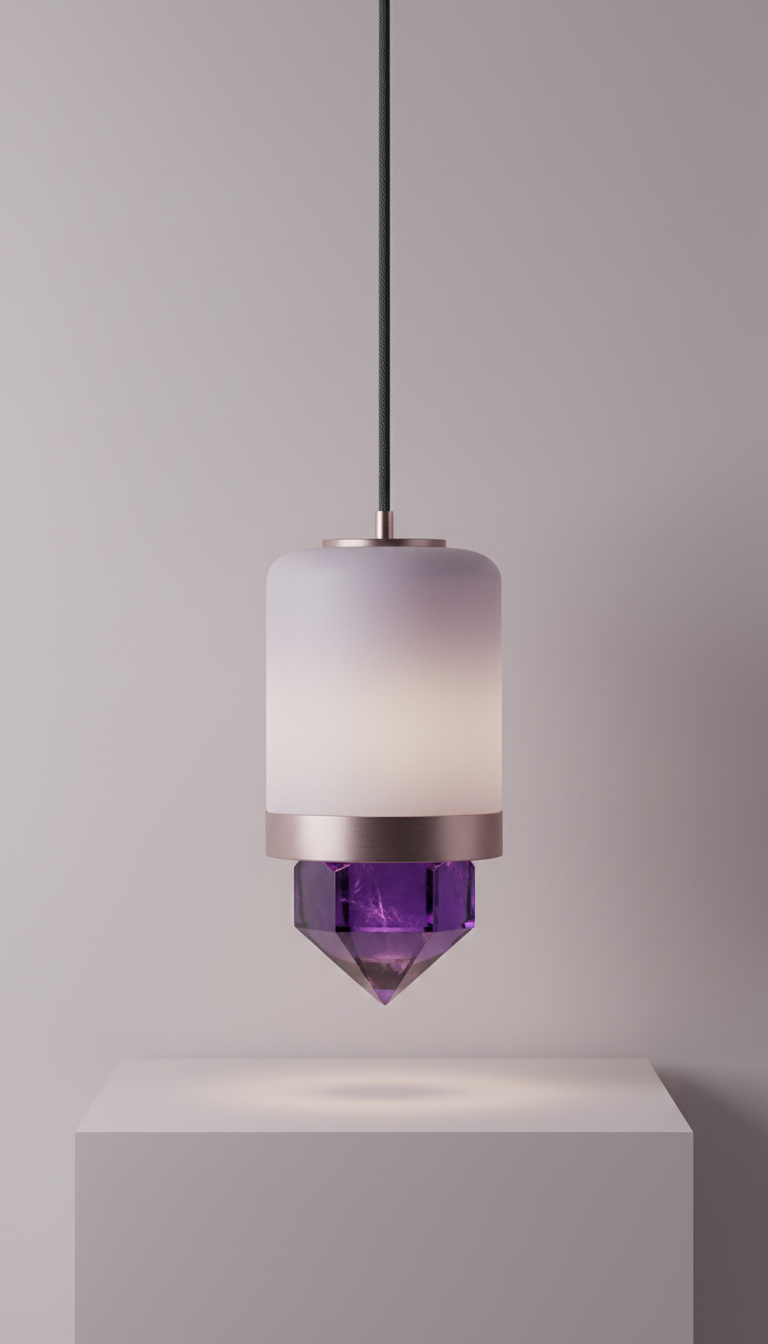 Amethyst Pendant Lamp With Frosted Glass