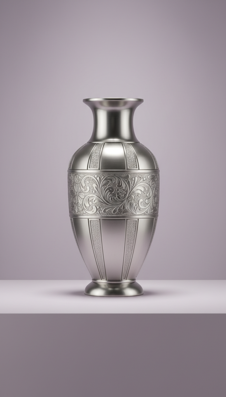 Pewter Vase With Laser Engraving