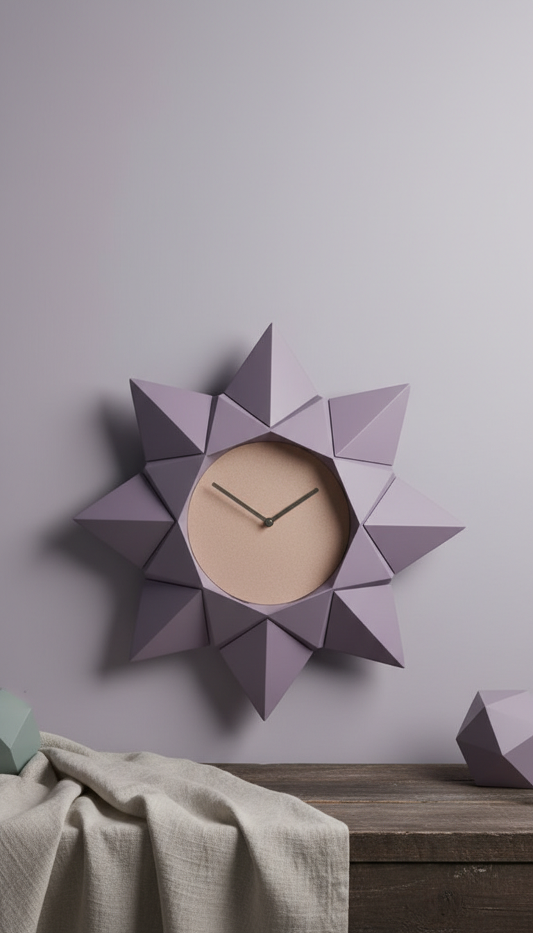 Dusty Lavender Geometric Wall Clock
